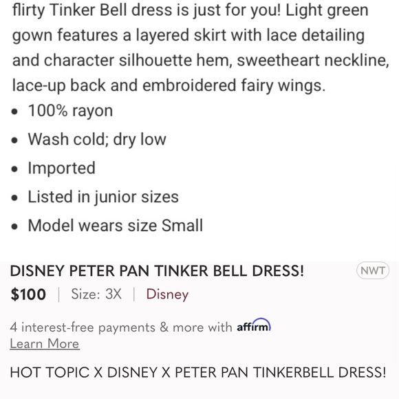 DISNEY PETER PAN TINKER BELL DRESS! - Picture 5 of 6